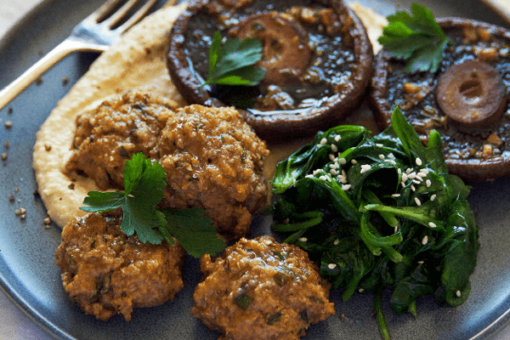 Kelly's Roasted Portobello's  w/ Herby Quinoa Balls